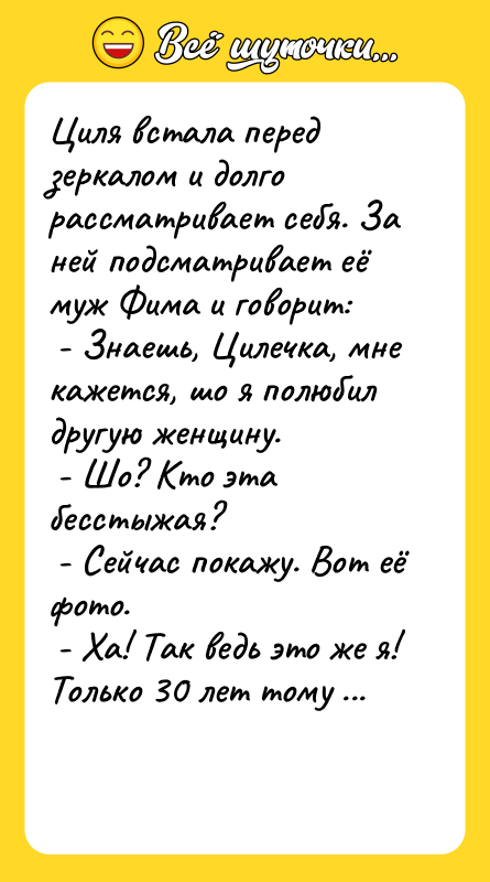 Циля встала перед зеркалом и долго рассматривает себя. За ней