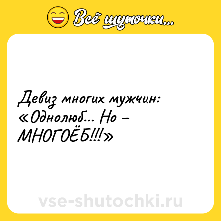 Шутка: Девиз многих мужчин: «Однолюб… Но – МНОГОЁБ!!!»