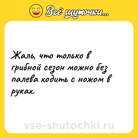 Шутка: Жаль, что только в грибной сезон можно без палева ходить с ножом в руках.