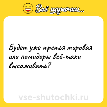 Шутка: Будет уже третья мировая или помидоры всё-таки высаживать?