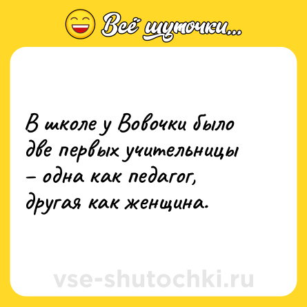 Шутка: В школе у Вовочки было две первых учительницы – одна как педагог, другая как женщина.
