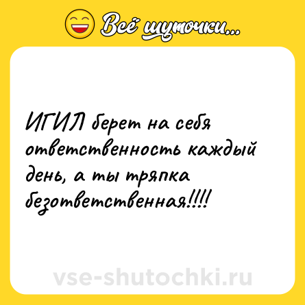 Шутка: ИГИЛ берет на себя ответственность каждый день, а ты тряпка безответственная!!!!