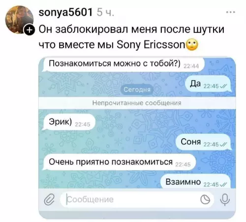 Бан за каламбур 😂💔 - sonya5601 5 ч. Он заблокировал меня после шутки что вместе