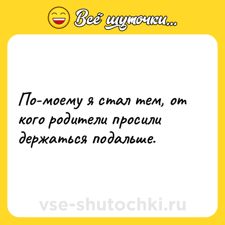 Шутка: По-моему я стал тем, от кого родители просили держаться подальше.