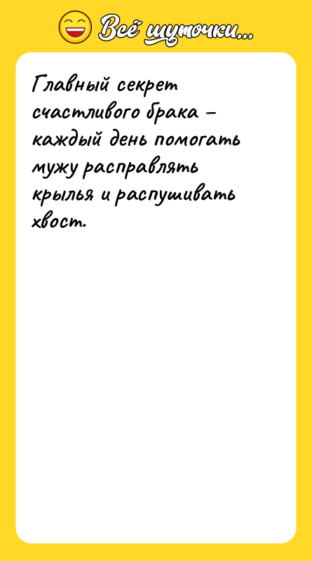 Главный секрет счастливого брака каждый день помогать мужу расправлять