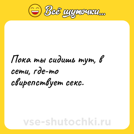 Шутка: Пока ты сидишь тут, в сети, где-то свирепствует секс.