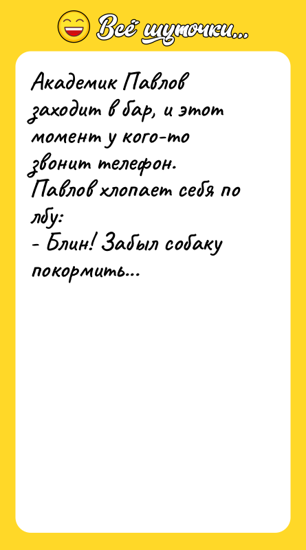 Академик Павлов заходит в бар, и этот момент у кого-то
