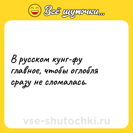 Шутка: В русском кунг-фу главное, чтобы оглобля сразу не сломалась.
