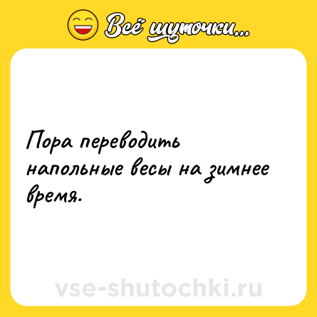 Шутка: Пора переводить напольные весы на зимнее время.