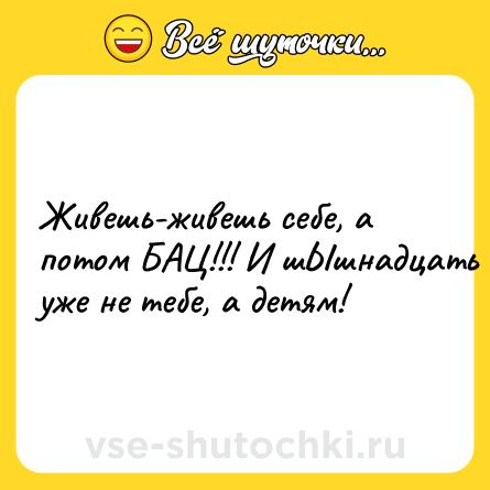 Шутка: Живешь-живешь себе, а потом БАЦ!!! И шЫшнадцать уже не тебе, а детям!