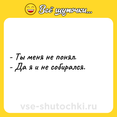 Шутка: - Ты меня не понял.<br>- Да я и не собирался.