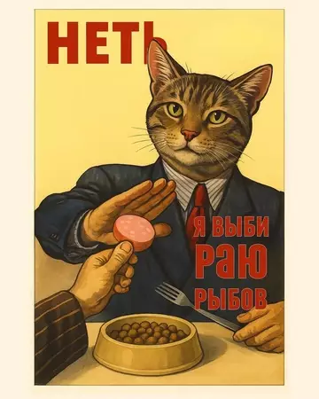 продолжение Смешная картинка №770275 Плакаты с котиками нейросеть