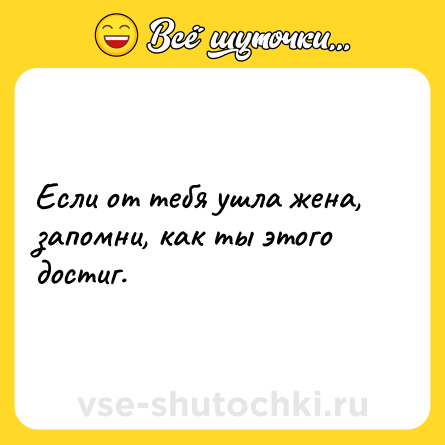 Шутка: Если от тебя ушла жена, запомни, как ты этого достиг.