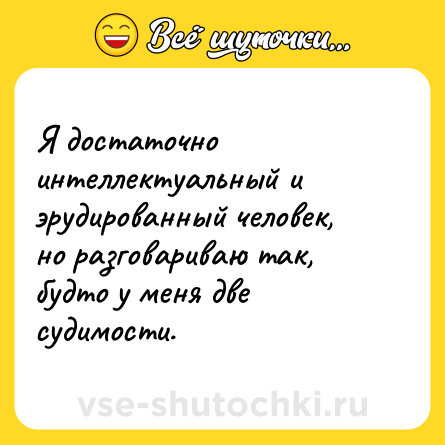 Шутка: Я достаточно интеллектуальный и эрудированный человек, но разговариваю так, будто у меня две судимости.