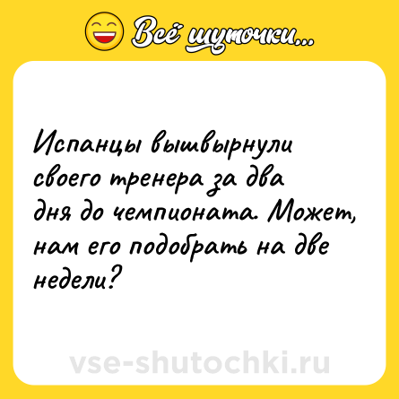 Шутка: Испанцы вышвырнули своего тренера за два дня до чемпионата. Может, нам его подобрать на две недели?