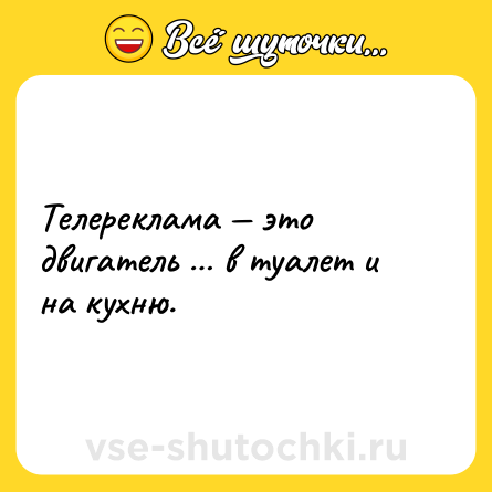 Шутка: Телереклама — это двигатель … в туалет и на кухню.