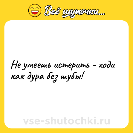 Шутка: Не умеешь истерить - ходи как дура без шубы!