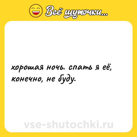 Шутка: хорошая ночь. спать я её, конечно, не буду.