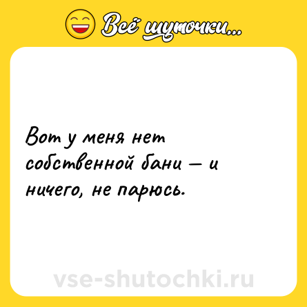 Шутка: Вот у меня нет собственной бани — и ничего, не парюсь.