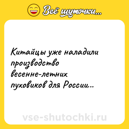 Шутка: Китайцы уже наладили производство весенне-летних пуховиков для России...