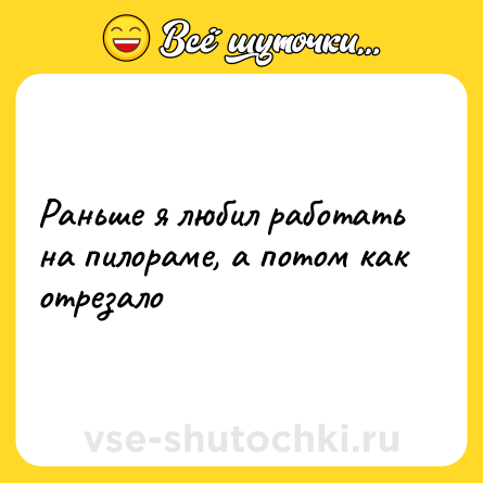 Шутка: Раньше я любил работать на пилораме, а потом как отрезало