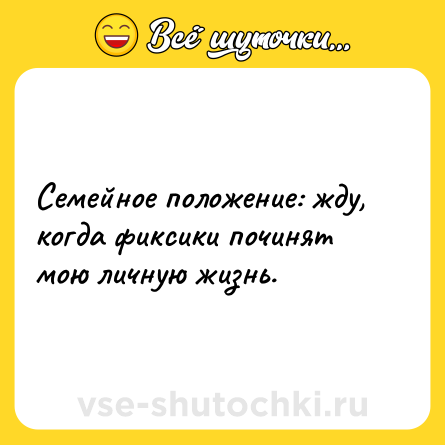 Шутка: Семейное положение: жду, когда фиксики починят мою личную жизнь.