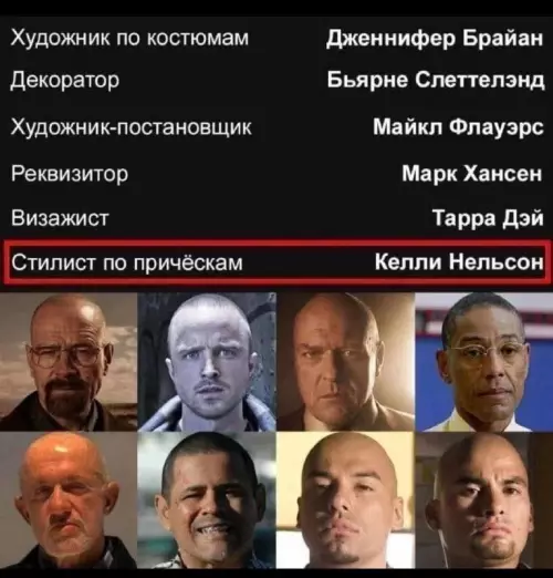 Тот самый стилист из Breaking Bad 👨‍🦲✨ - Художник по костюмам Дженнифер Брайан Декоратор Бьярне Слеттелэнд Художник-постановщик Майкл