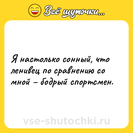 Шутка: Я настолько сонный, что ленивец по сравнению со мной – бодрый спортсмен.