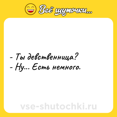 Шутка: - Ты девственница?<br>- Ну... Есть немного.