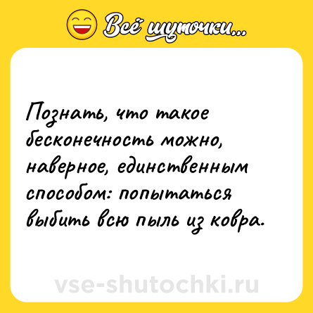 Шутка: Познать, что такое бесконечность можно, наверное, единственным способом: попытаться выбить всю пыль из ковра.