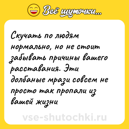Шутка: Скучать по людям нормально, но не стоит забывать причины вашего расставания. Эти долбаные мрази совсем не просто так пропали из вашей жизни