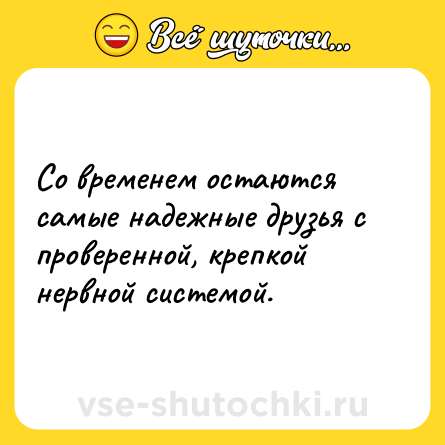 Шутка: Со временем остаются самые надежные друзья с проверенной, крепкой нервной системой.