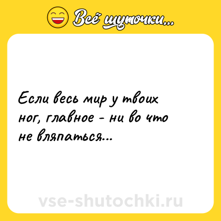 Шутка: Если весь мир у твоих ног, главное - ни во что не вляпаться...