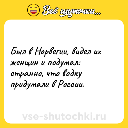 Шутка: Был в Норвегии, видел их женщин и подумал: странно, что водку придумали в России.