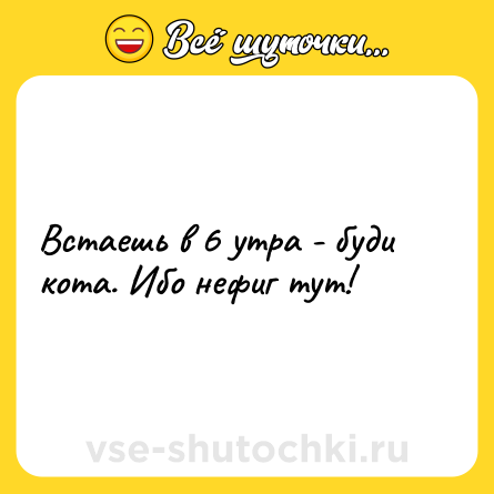 Шутка: Встаешь в 6 утра - буди кота. Ибо нефиг тут!