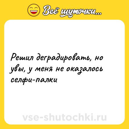 Шутка: Решил деградировать, но увы, у меня не оказалось селфи-палки