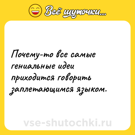 Шутка: Почему-то все самые гениальные идеи приходится говорить заплетающимся языком.