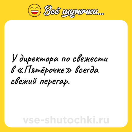 Шутка: У директора по свежести в «Пятёрочке» всегда свежий перегар.