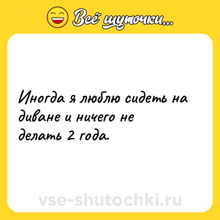 Шутка: Иногда я люблю сидеть на диване и ничего не делать 2 года.