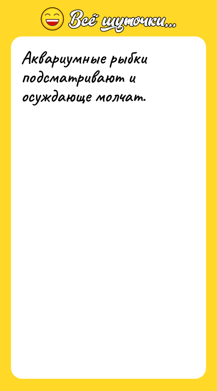 Аквариумные рыбки подсматривают и осуждающе молчат.
