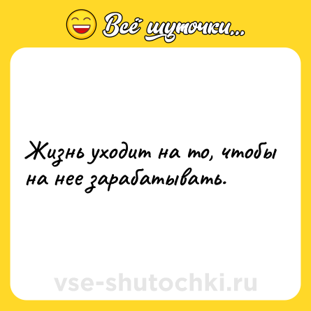 Шутка: Жизнь уходит на то, чтобы на нее зарабатывать.