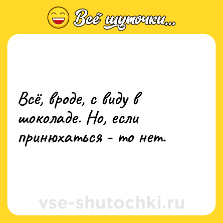 Шутка: Всё, вроде, с виду в шоколаде. Но, если принюхаться - то нет.