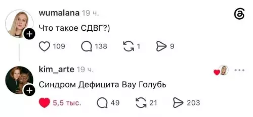Когда расшифровал аббревиатуру по-своему 😂 - wumalana: Что такое СДВГ?) kim arte: Синдром Дефицита Вау Голубь