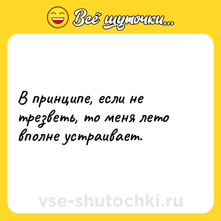Шутка: В принципе, если не трезветь, то меня лето вполне устраивает.
