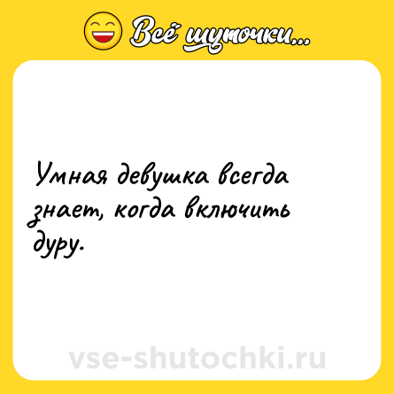 Шутка: Умная девушка всегда знает, когда включить дуру.