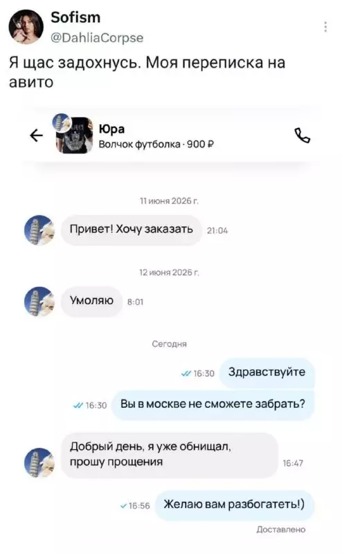 Авито: уровень боли 100/100 😂 - Я щас задохнусь. Моя переписка на авито Юра Волчок футболка