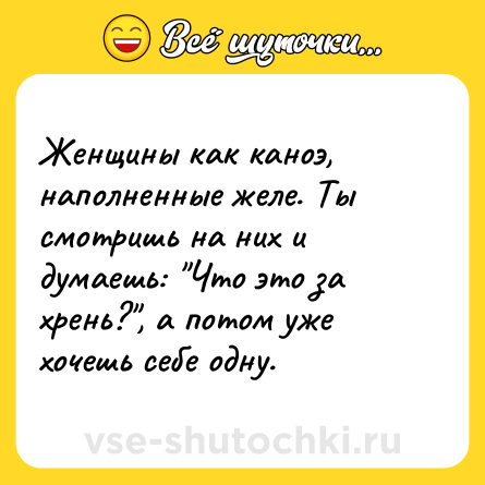 Шутка: Женщины как каноэ, наполненные желе. Ты смотришь на них и думаешь: 