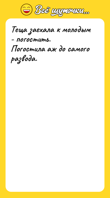 Теща заехала к молодым - погостить. Погостила аж до