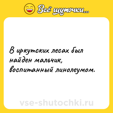 Шутка: В иркутских лесах был найден мальчик, воспитанный линолеумом.