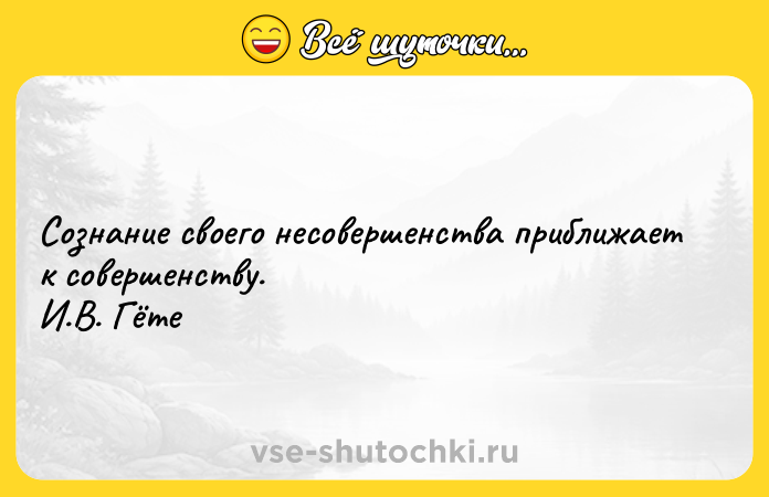 Цитата: Сознание своего несовершенства приближает к совершенству. И.В. Гёте